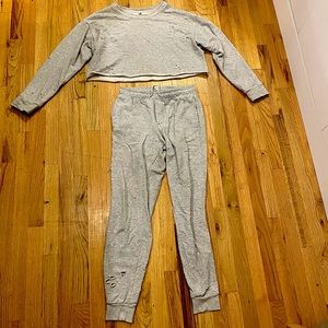 ALO YOGA Sweatsuit with Matching Crop Sweater and Sweat Pants